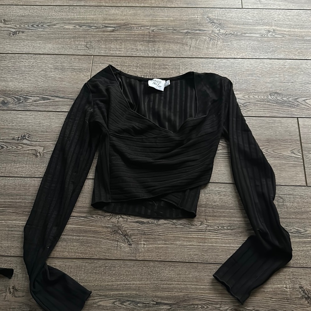 Crossover black princess poly crop top